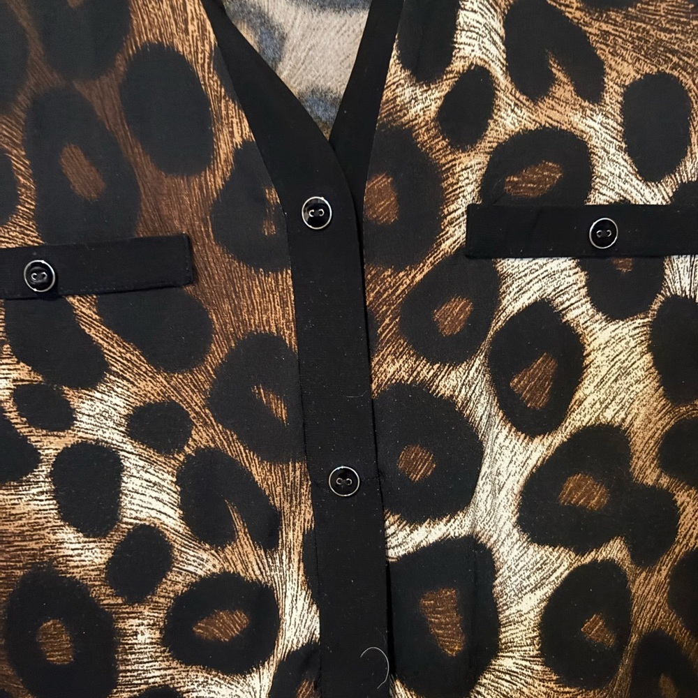 Brown and Black Leopard Print Blouse - Picture 3 of 4